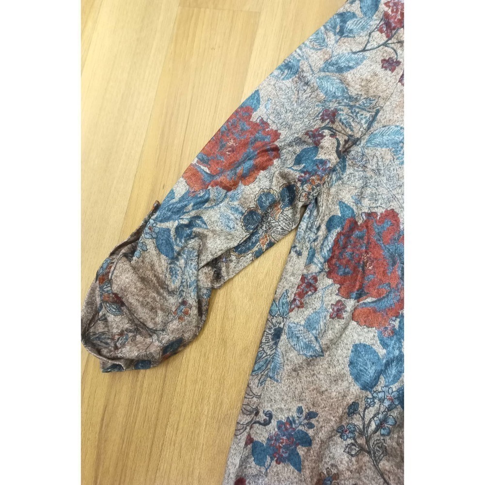 Song N Spirit Women Sz M Floral 3/4 Top Boho Soft Stretch Work Business Casual - Picture 4 of 7